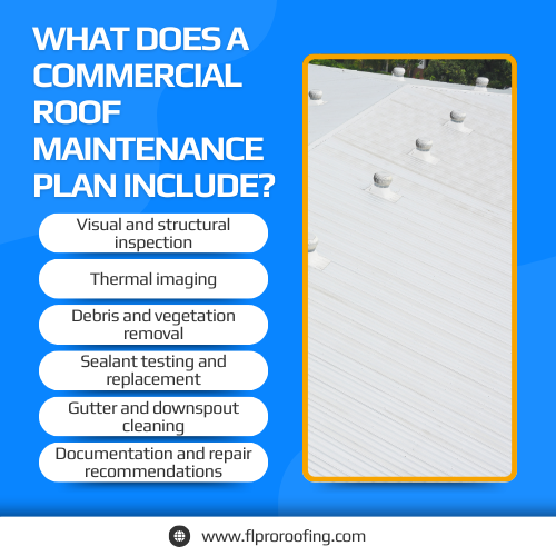 What does a commercial roof maintenance plan include? Visual inspections, thermal imaging, and more.