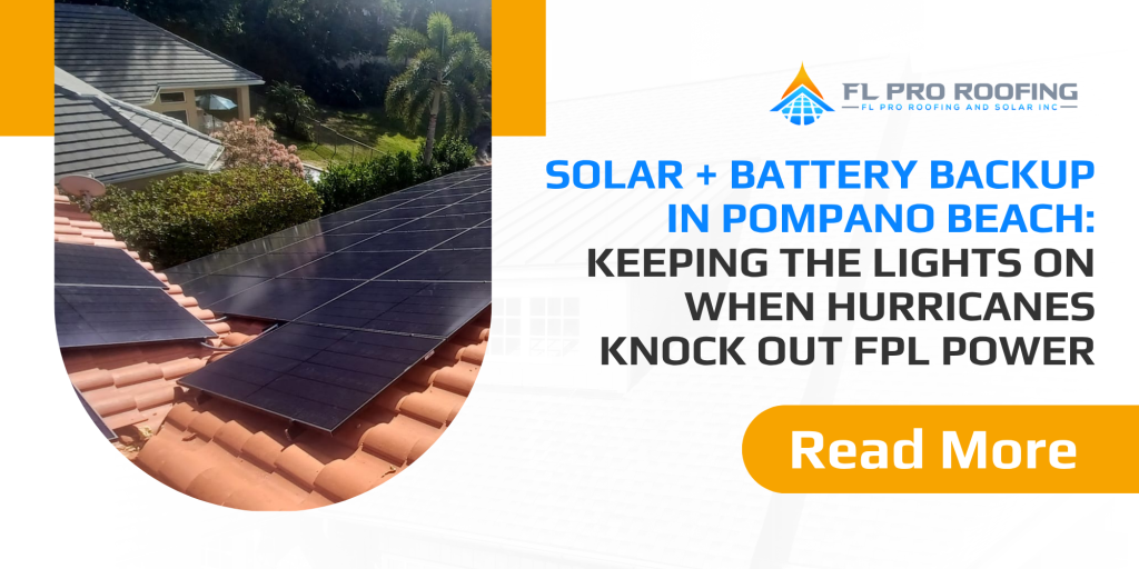 Solar panels on a Florida roof highlighting solar battery backup solutions for Pompano Beach hurricane outages