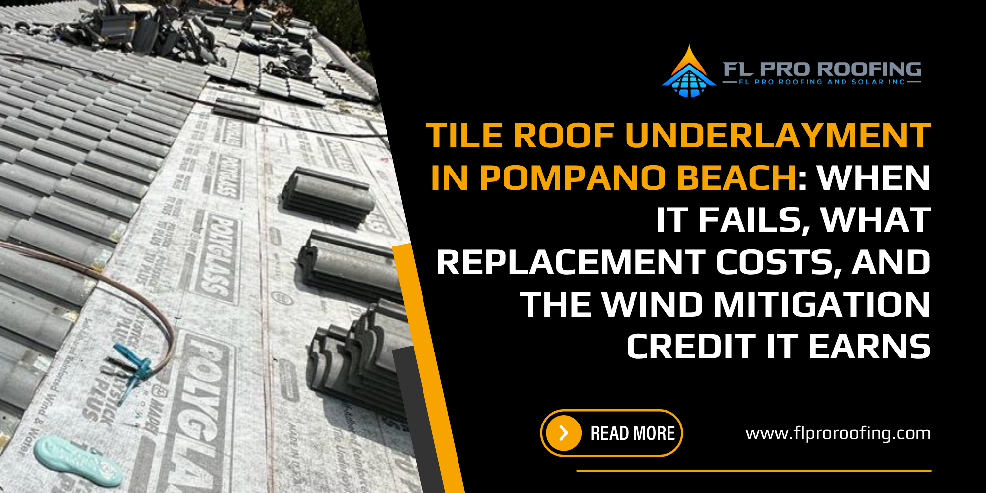 Blog post featured image for tile roof underlayment in Pompano Beach, showing new material installed